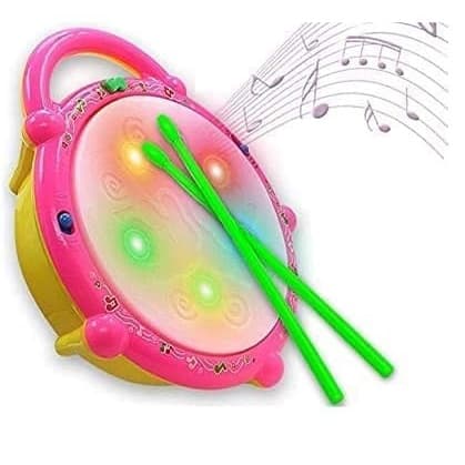 Tambor de Brinquedo Musical Infantil Eletrônico Flash Drum Com Som e Luzes