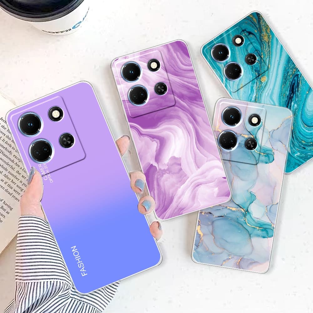 Infinix Nota 30 5G X6711 Caixa Nota30 5G 2023 Tampa Traseira Do Telefone Em Mármore Com Flor De Silicone TPU Macia E Transparente