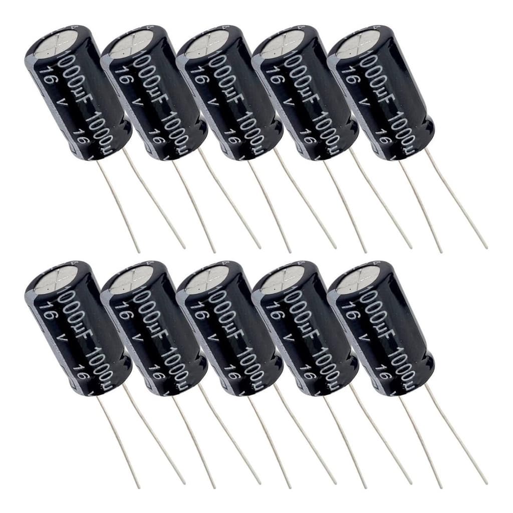 Capacitor Eletrolítico 1000uF 16V  - Kit 10 Peças