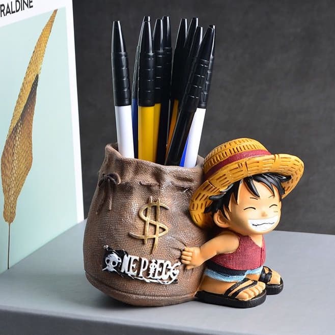 Porta-Canetas One Piece Luffy, Porta-Canetas Homem-Aranha, Organizador de Canetas Fofo para Estudantes e Escritório, Rec