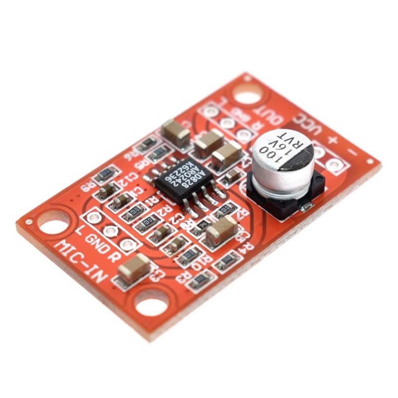 Placa Pré-Amplificadora De Microfone Dinâmico Estéreo DC 3.8V-15V AD828 Módulo De Amplificador