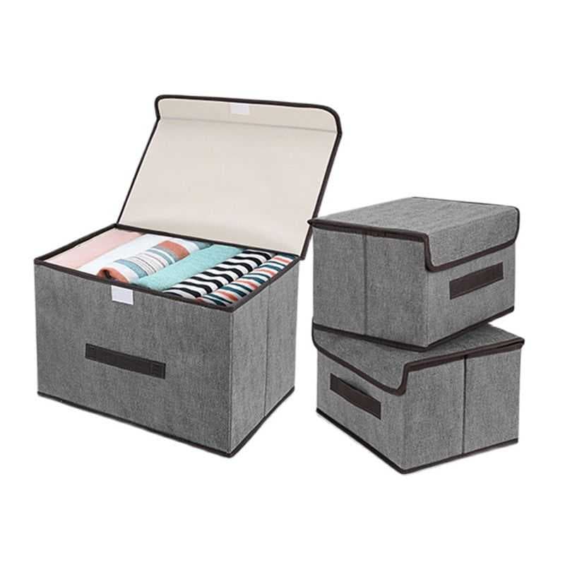 Organizador De Caixa De Armazenamento De Roupas Com Tampa Flip-Top