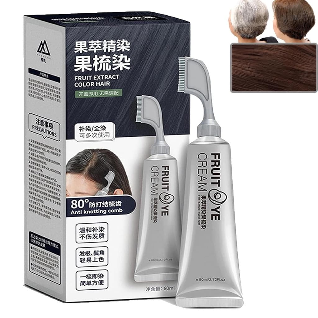 Creme De Tintura De Frutas Pretas Com Pente , 80ml Cabelos Coloridos , Queratina , Cobertura Cinza Homens Pretos Mulheres