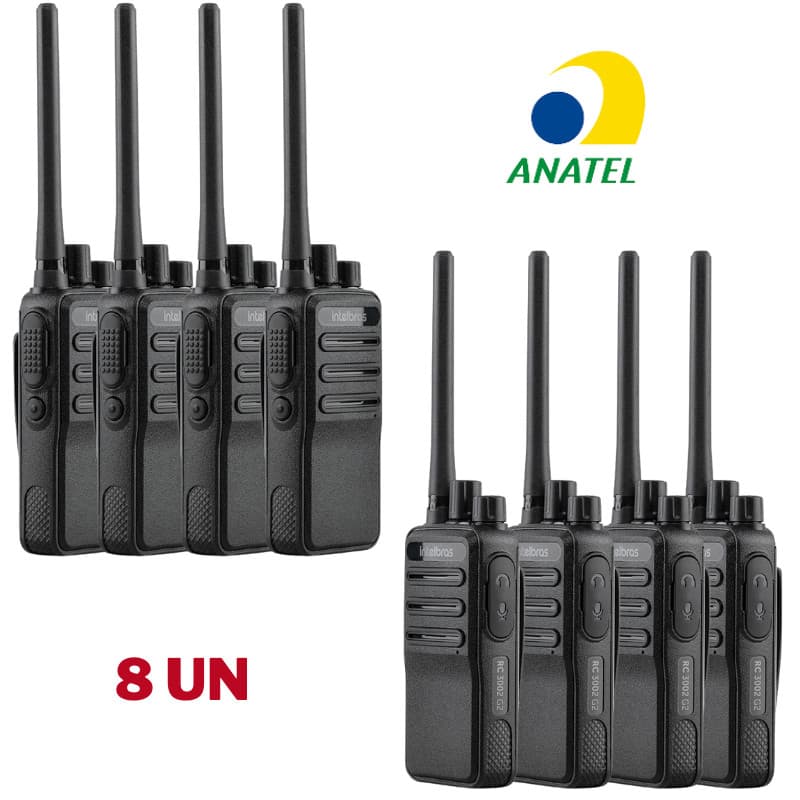 8x Rádio Comunicador INTELBRAS RC3002 G2 - Walkie Talkie HT