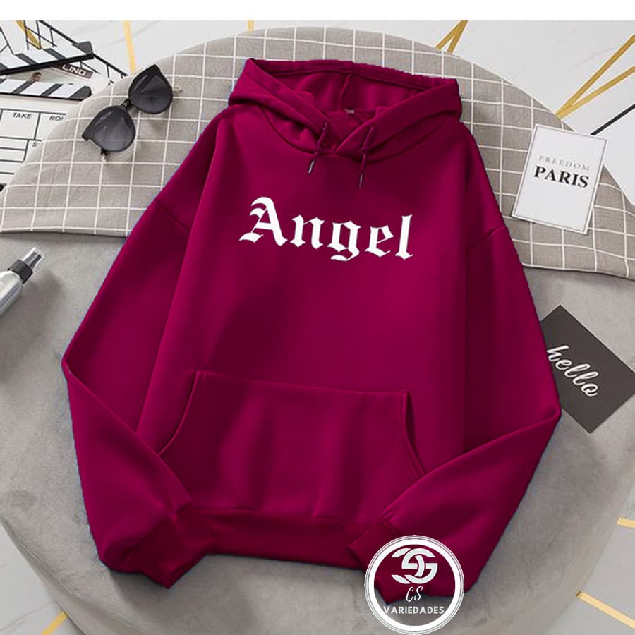 Blusa Moletom Canguru Unissex Estampado FrenteLinha Premium Estampa Angel Street Anjo Casaco de frio com Bolso e Capuz