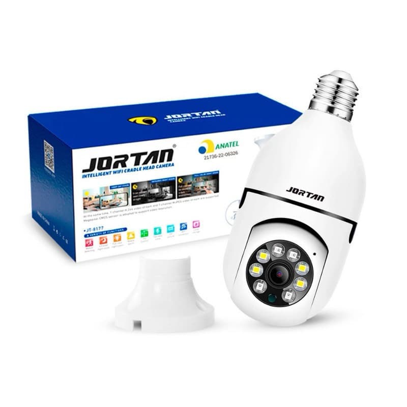 Jortan Câmera Segurança ip Wifi 100% satisfação Sem fio lampada bocal E27 visão noturna YooseeBivolt