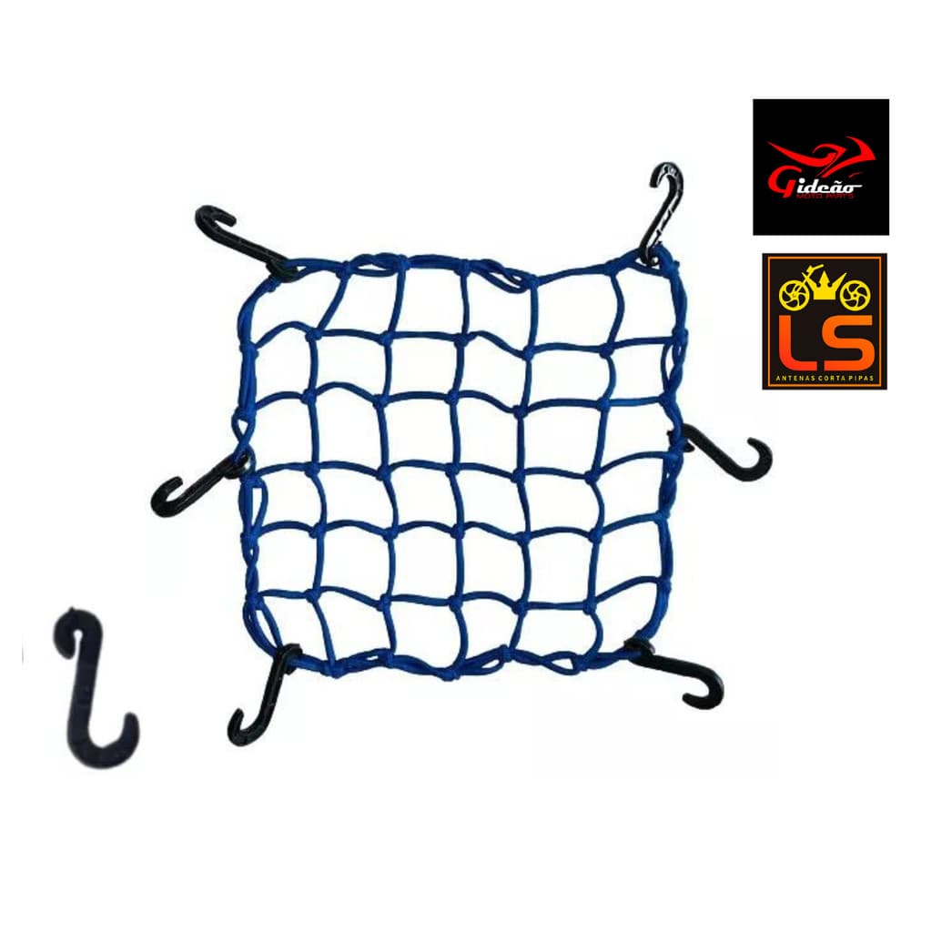 Rede Elástica Aranha Azul Capacete e Bagageiro Moto/carro 42cm x 42cm