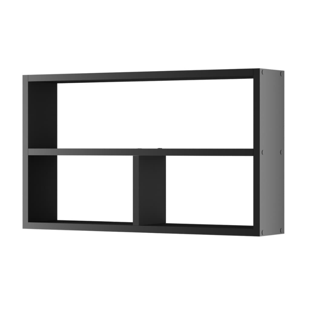 Nicho Triplo Retangular Com Prateleira 100% MDF Preto Decorativo Banheiro Sala Cozinha