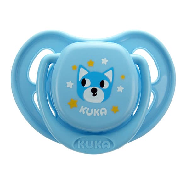 Chupeta Kuka Bico De Silicone Azul Fase 1