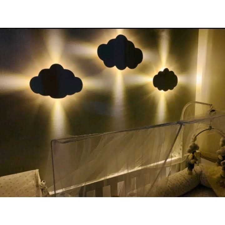 Abajur Sem fio Trio de Nuvem Com Luz de Led para Quarto de Bebê