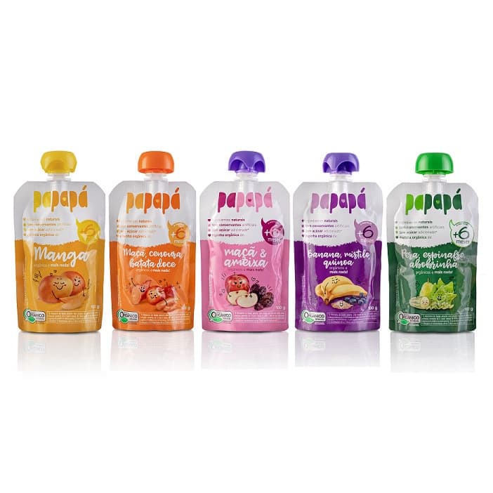 Kit 25 Papinhas Orgânicas Papapá Todos 5 Sabores - 5 de cada