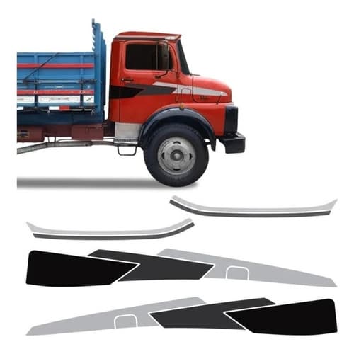 Kit Faixa Mercedes Mb 1113 1114 Adesivo Lateral Teto Prata