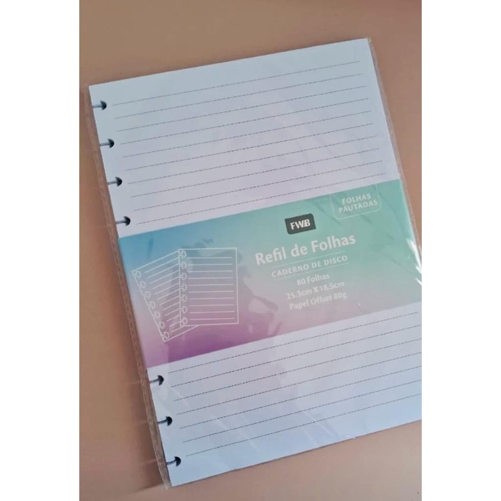 Folhas Refil Do Caderno inteligente B5 De Disco 80 Folhas Pautadas  Multiuso 8383