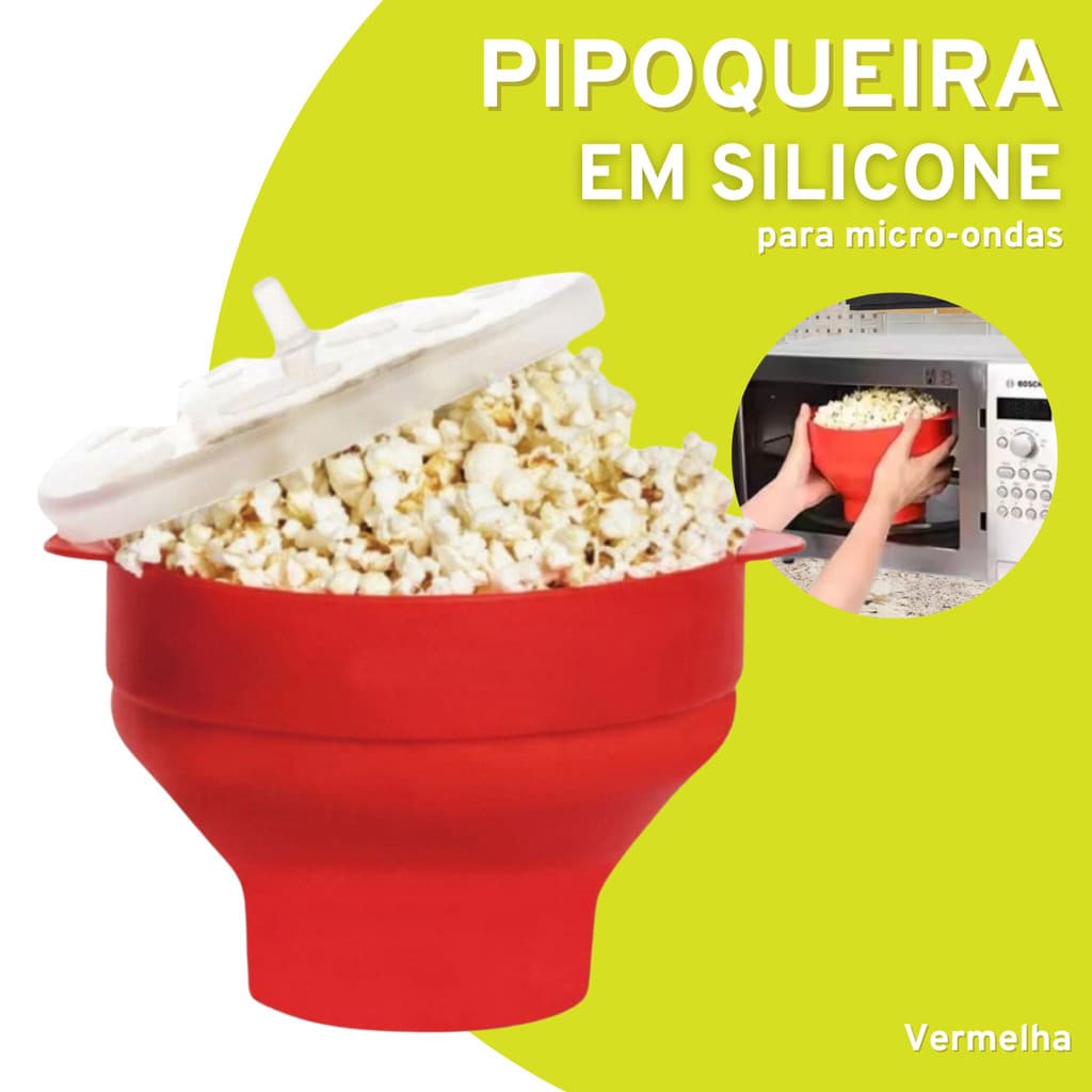 Balde Pipoca Pipoqueira Silicone Para Micro-ondas dobravel com tampa