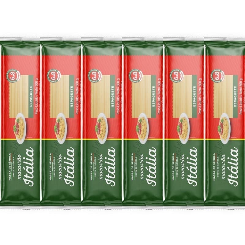 Macarrão Liane Italia Espaguete Sêmola 500g - 6 unidades