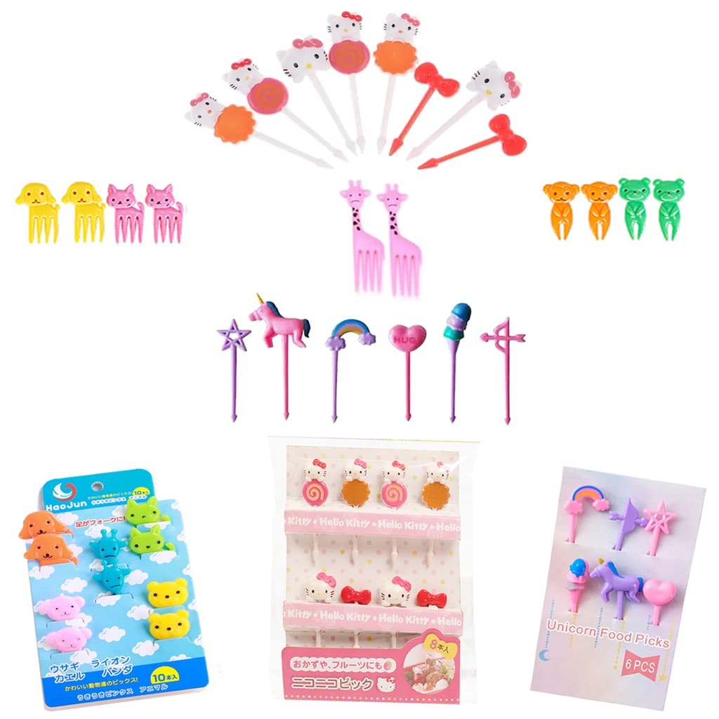 Kit com 24 mini garfinhos infantil 3 modelos diferente para Frutas e Petiscos Para Lancheiras e Marmitinhas Crianças Div