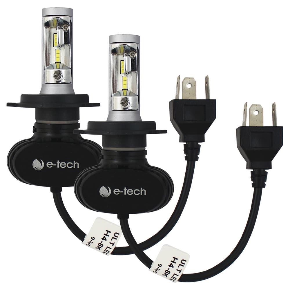 Kit Lampada Super Led H4 6000k Ultra Led 6000 Lúmens 12v 40w E-Tech Farol Alto Baixo IP68