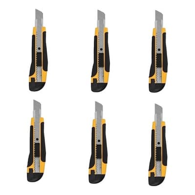Kit 6 Estilete Profissional 18mm Trava Fixa Emborrachado