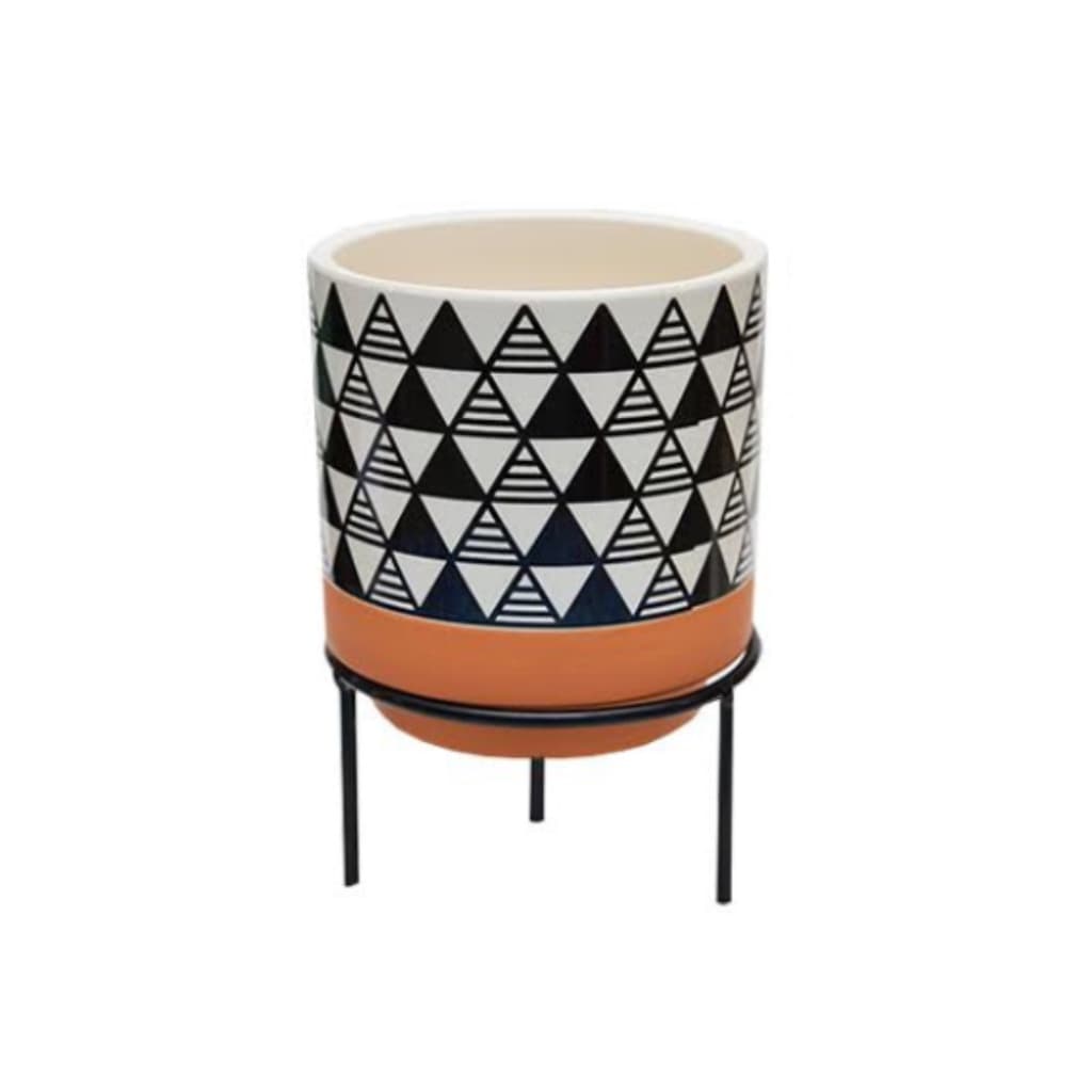 Cachepot Pequeno com Suporte - Pirâmides Vaso Plantas Suculenta Estampado Etnico Jardinagem