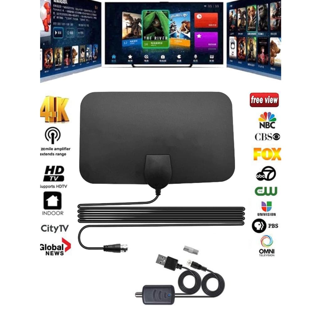Antena De Tv Digital Taffware Com Amplificador Sinal Tv Digital 4k Booster 25db Ganho