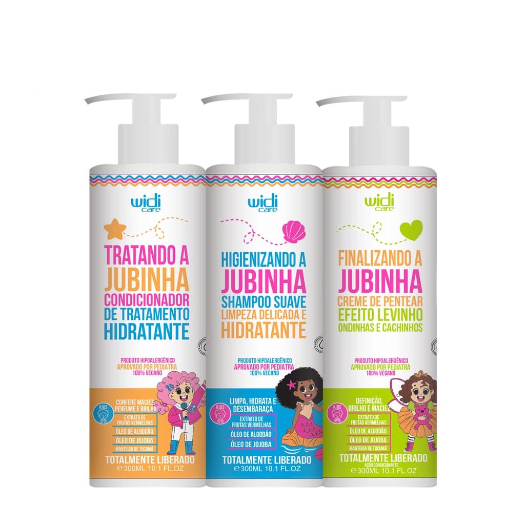 Kit Widi Care Jubinha Shampoo, Condicionador, Creme de Pentear Levinho