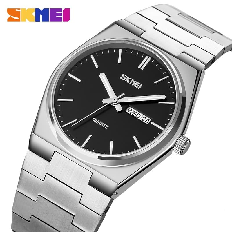 SKMEI 9288 Novos Relógios De Pulso Masculinos De Negócios Casuais Quartzo Full Steel Week Esportivos À Prova D'água