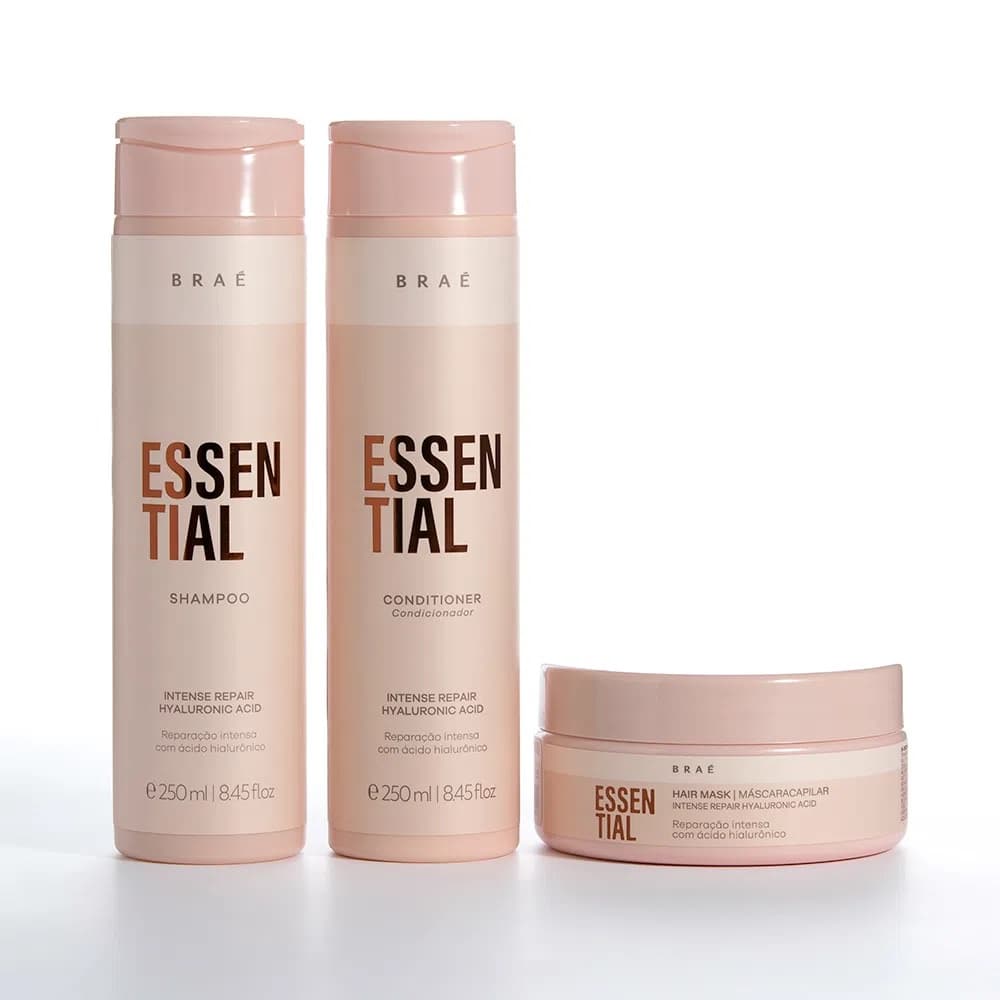 Kit Braé Essential Trio Shampoo e Condicionador 2x250ml + Máscara 200g