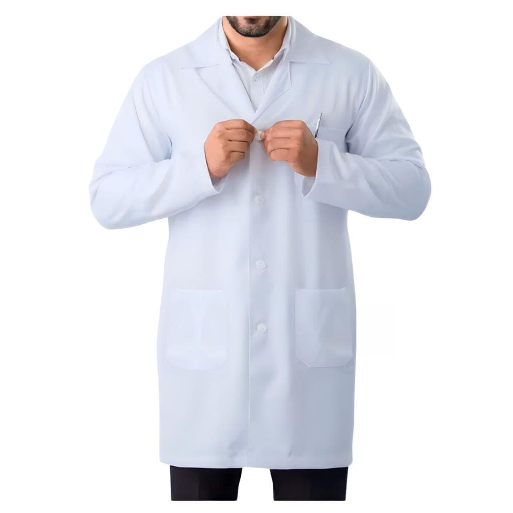 JALECO ML Masculino Manga Longa Em Oxford Branco Preto Medicina