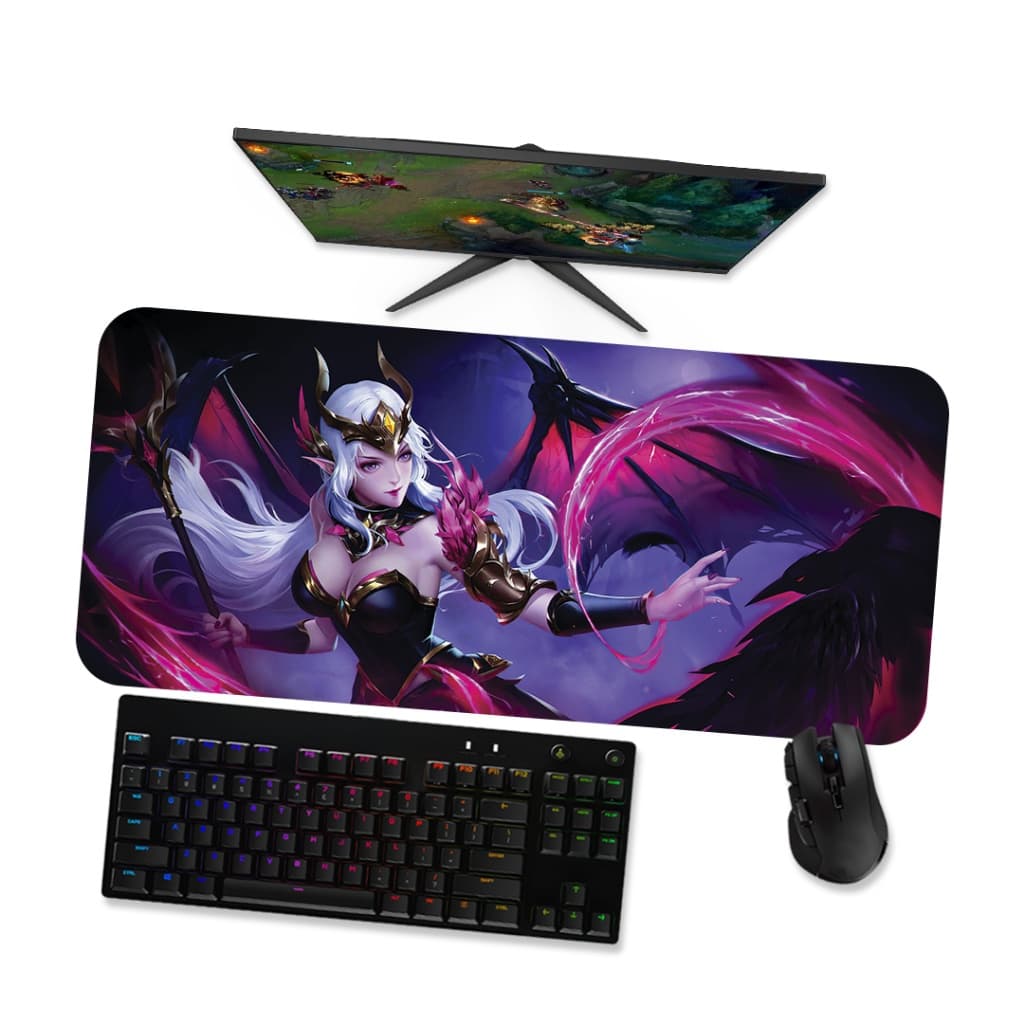 Mouse Pad Gamer Grande LoL Morgana Feiticeira  LoL 90x40 80x40 60x40 70x30 45x40