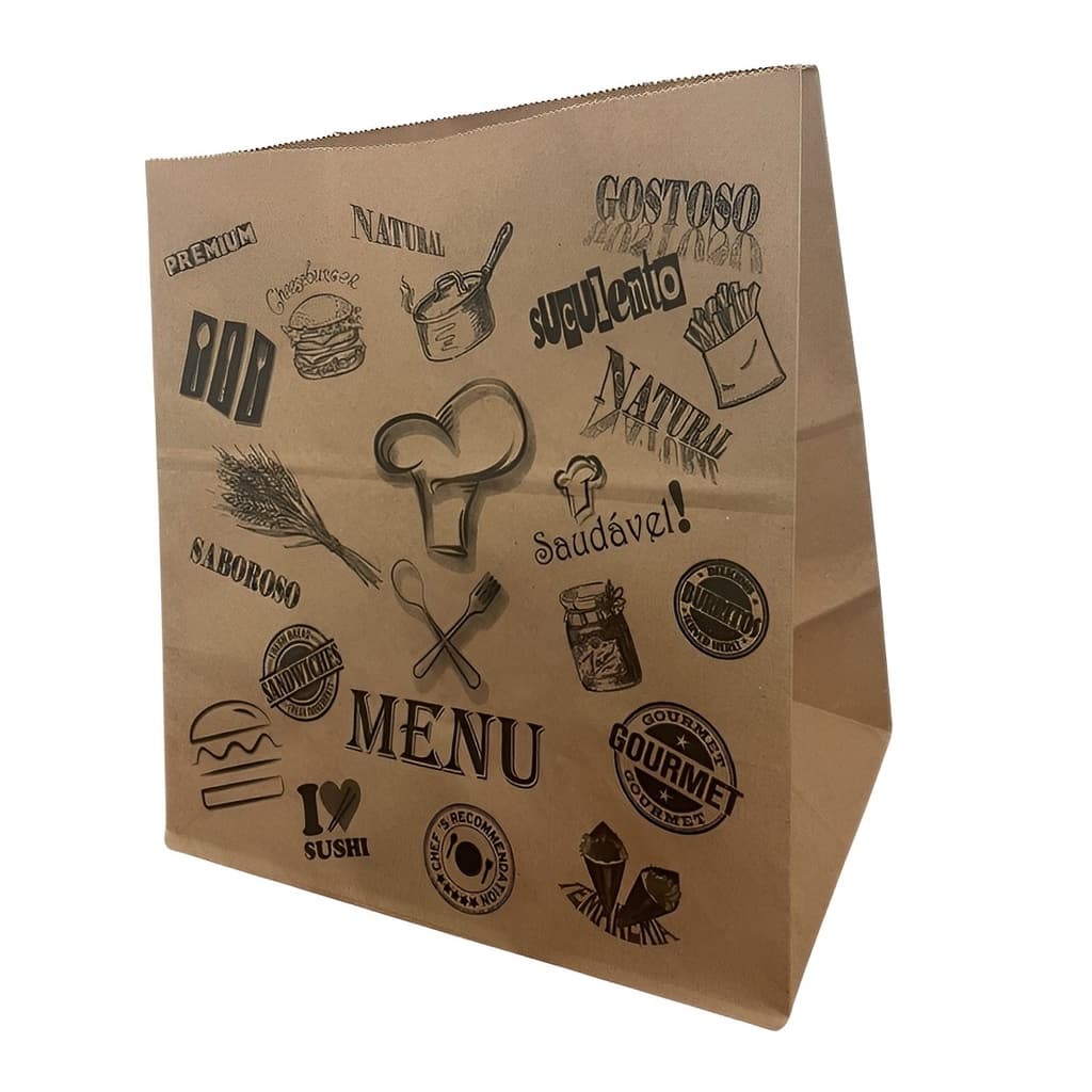 25 Saco Papel Kraft Delivery Sem Alça TAM G 32x30x19 Atacado