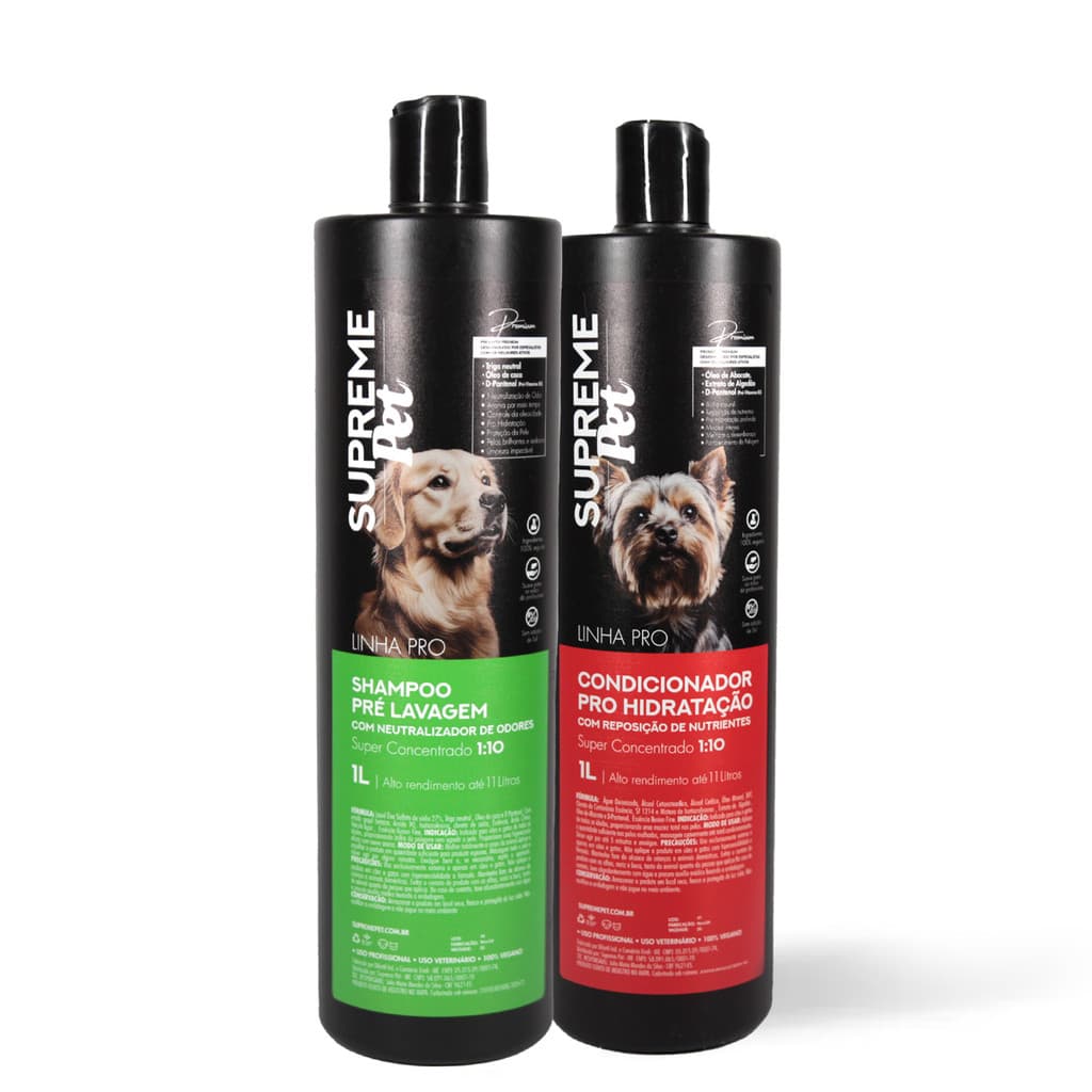 Kit Pré-lavagem + Condicionador Pet Hidratante Profissional Cães E Gatos 1L Concentrado 1:10