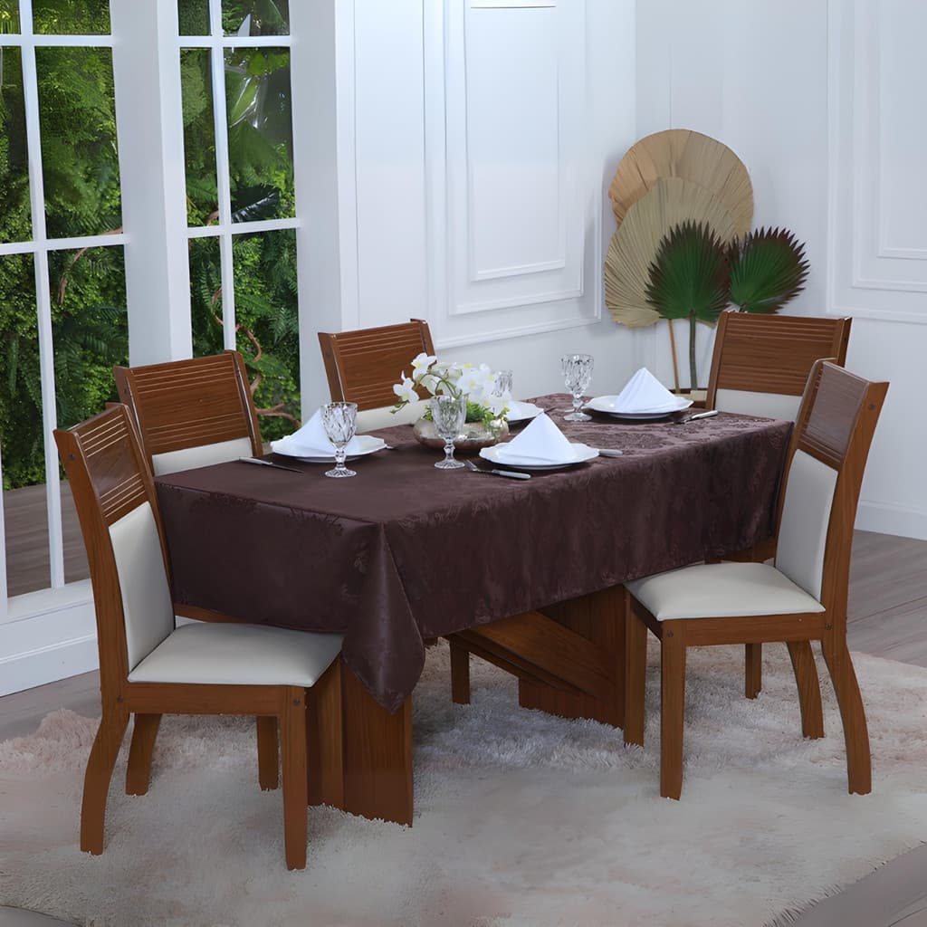 Toalha De Mesa Jacquard 14 Lugares Retangular Tecido Detalhe