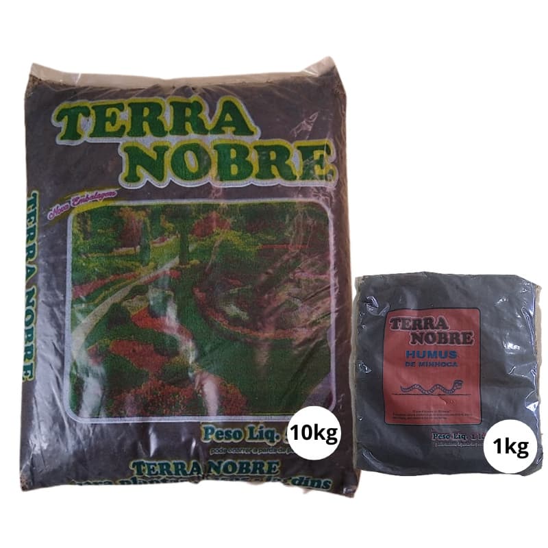 Terra Nobre Vegetal Adubada 10kg + Humus de Minhoca 1kg