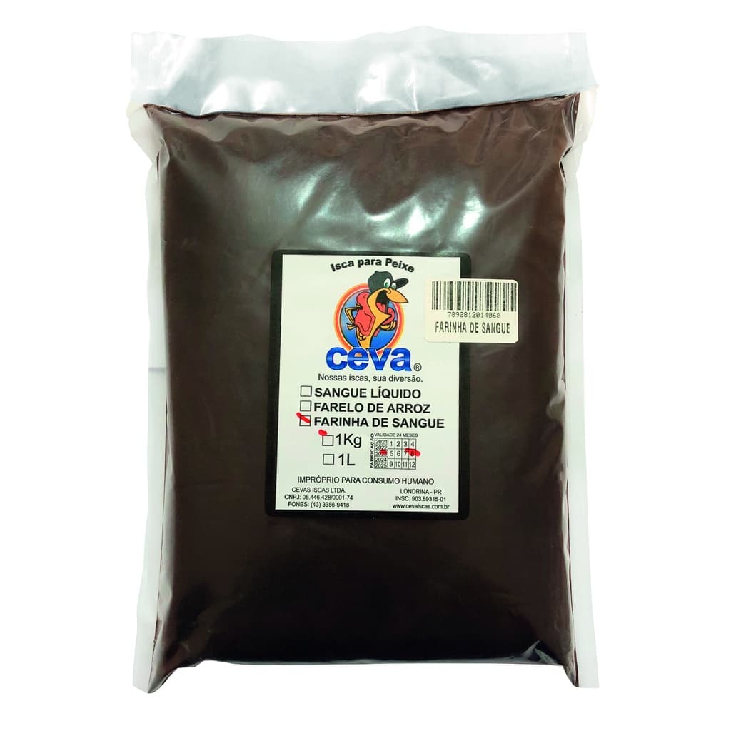 Farinha de Sangue Bovino 1kg para Ceva e Massas Cevador Hidrossemeador Atrativo