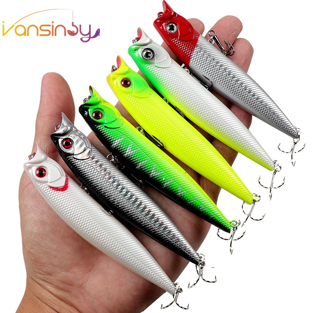 Isca Dura De Pesca 11cm/16.3g Big Popper Lure Com Anzol Triplo Life-Like 3D Eyes Swimbait Fishing Bait