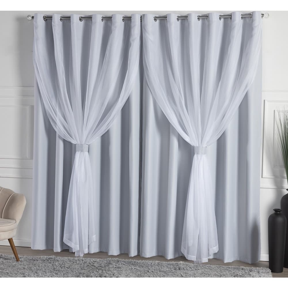 Cortina Blackout Com Voil 3,00x2,50 Gelo Quarto Sala Porta