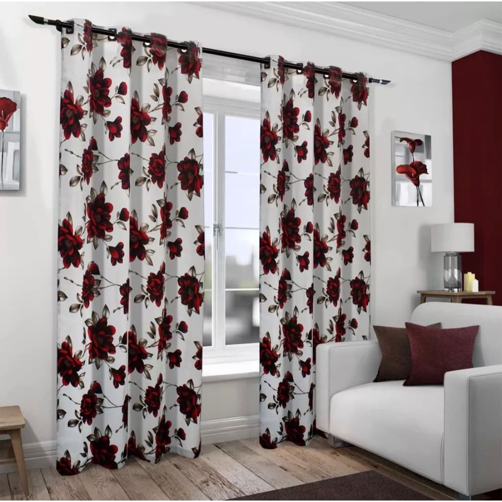 Cortina Estampada Estilo Rustico em Tecido Grosso - 3,0m x 2,70m