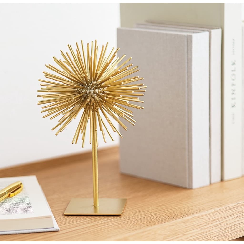 Escultura Ouriço Decorativo em Metal 22cm Mart - Dourado