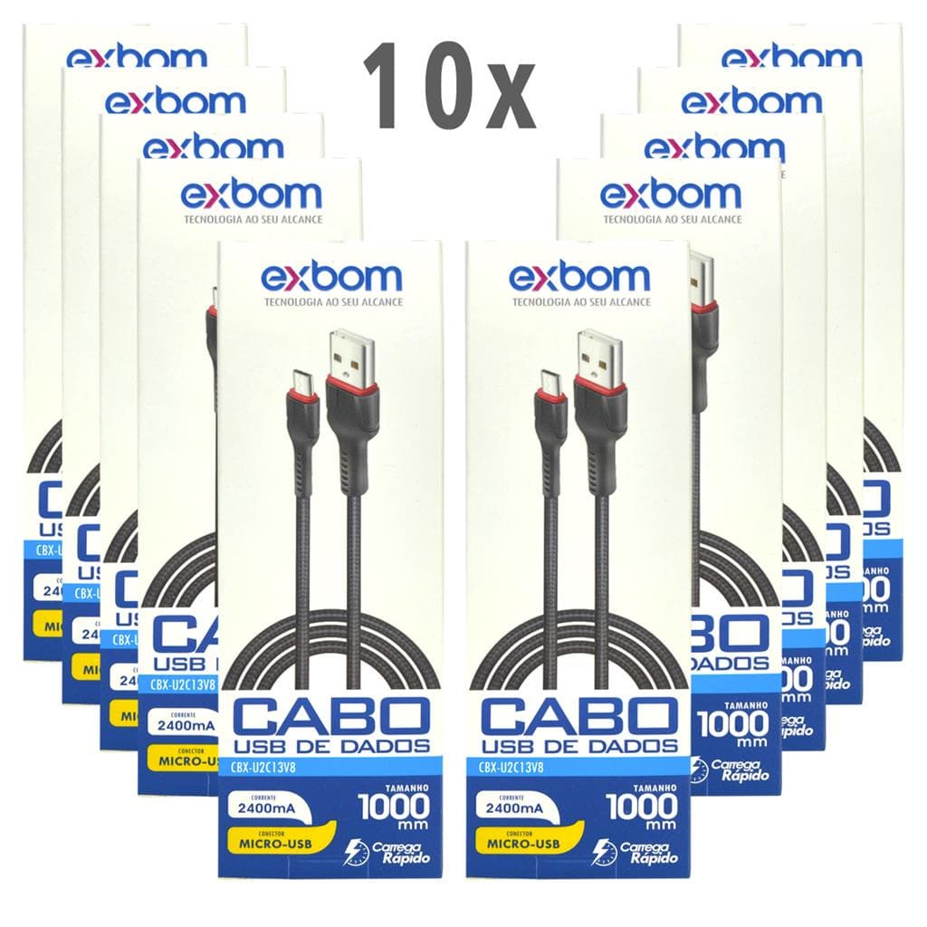 Kit 10 Cabos Micro Usb V8 Universal Turbo Atacado Revenda Nf