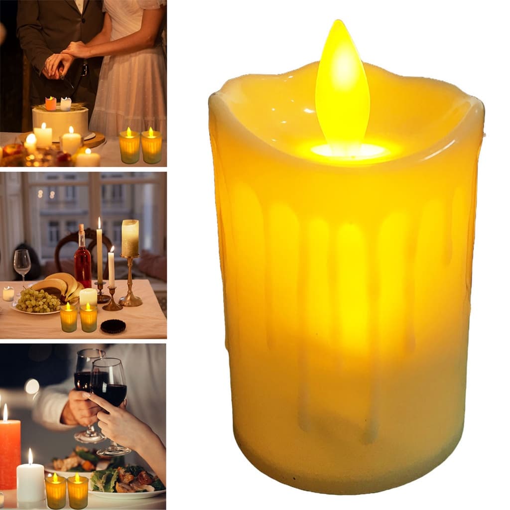 Velas Grande Led Oscilante Lagrima Eletrônica 3 Baterias 9x5