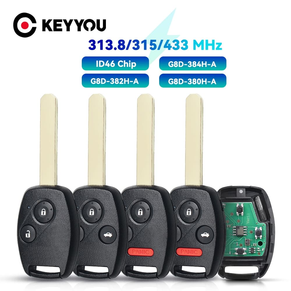 313.8 315 433Mhz Controle Remoto Da Chave Do Carro Para Honda Accord Fit Civic Odyssey 2003-2007 OUCG8D ID46 Chip