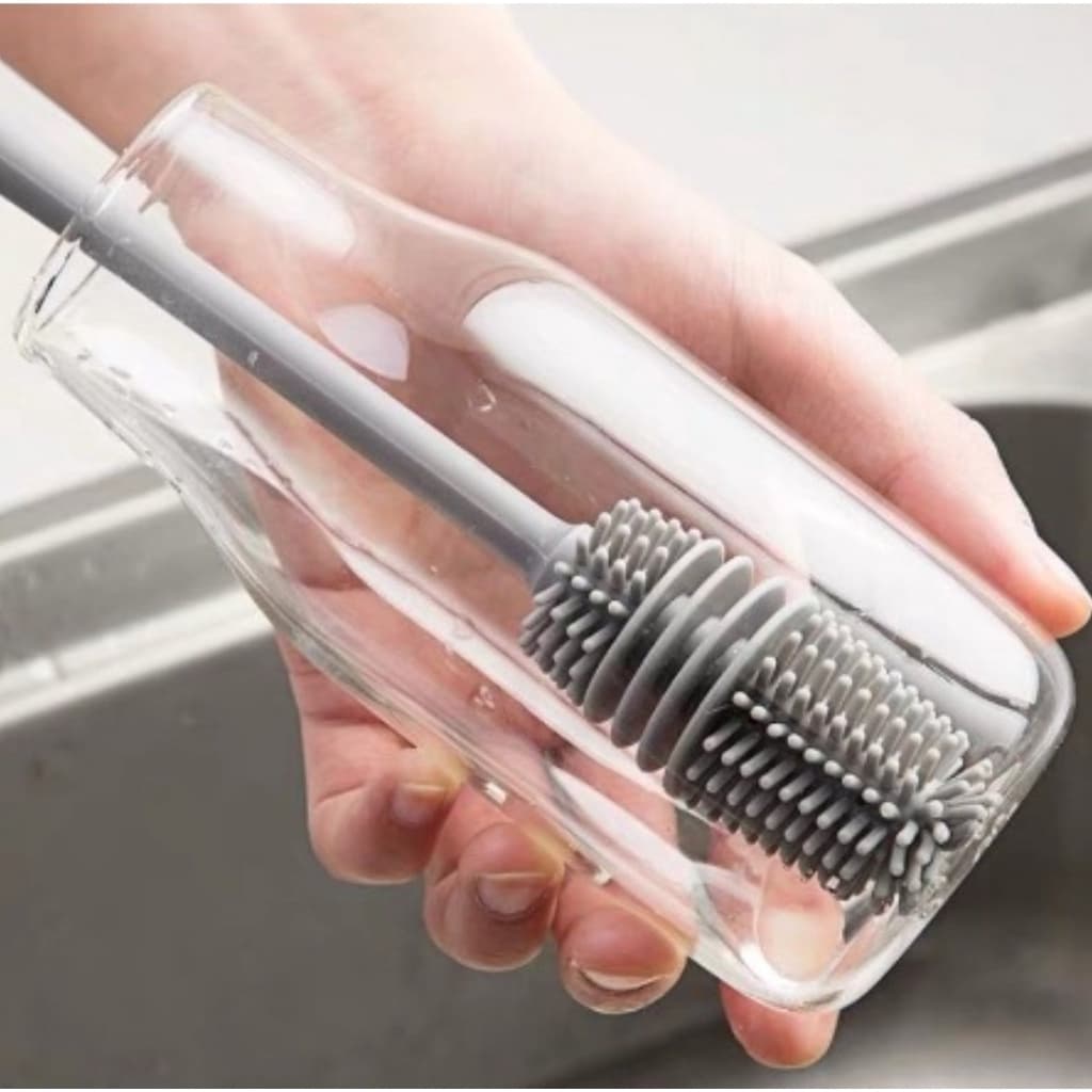 KIT 5 Escova De Silicone Para Lavar Garrafa Mamadeira Copo Taça Ou Banheiro Em Casa Cozinha Limpeza Multiuso Com Cabo