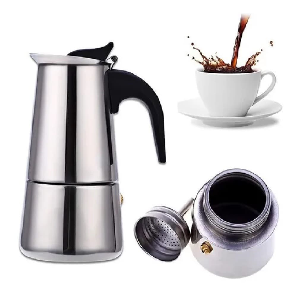 Cafeteira Italiana Expresso Aço Inox 4, 6, 9  Xicara Filtro Térmica Manual Com Filtro Café Chá