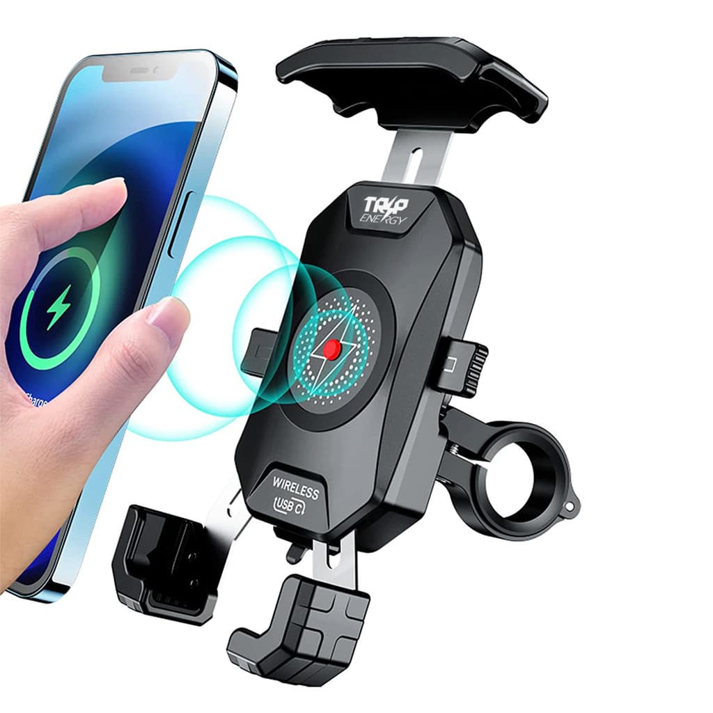 Suporte Celular Moto Carregamento USB C 20W e Indução 15W Carregamento Celular Turbo Carregamento Simultâneo