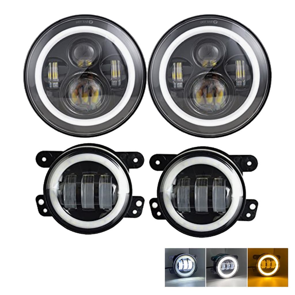 MELHOR KIT farol de led + FAROL DE MILHA 3 FUNÇÕES H4 ANGEL COM PROJETOR farol de led para carro (PAR)