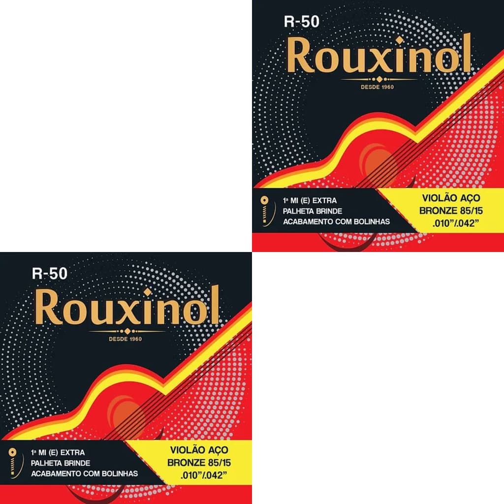 Kit 2 Encordoamento Violão Aço R50 Rouxinol .010” PRR50L