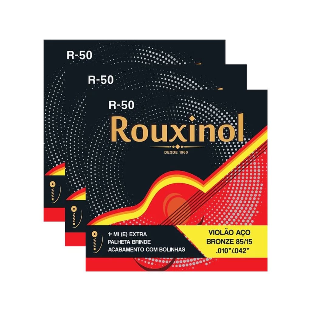 Kit 3 Encordoamento Violão Aço R50 Rouxinol .010” PRR50L
