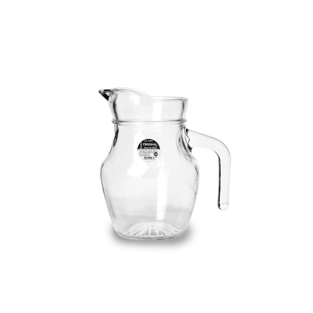 KIT 2 MINI JARRA DE VIDRO SUCO AGUA BEBIDA 500ML RESTAURANTE