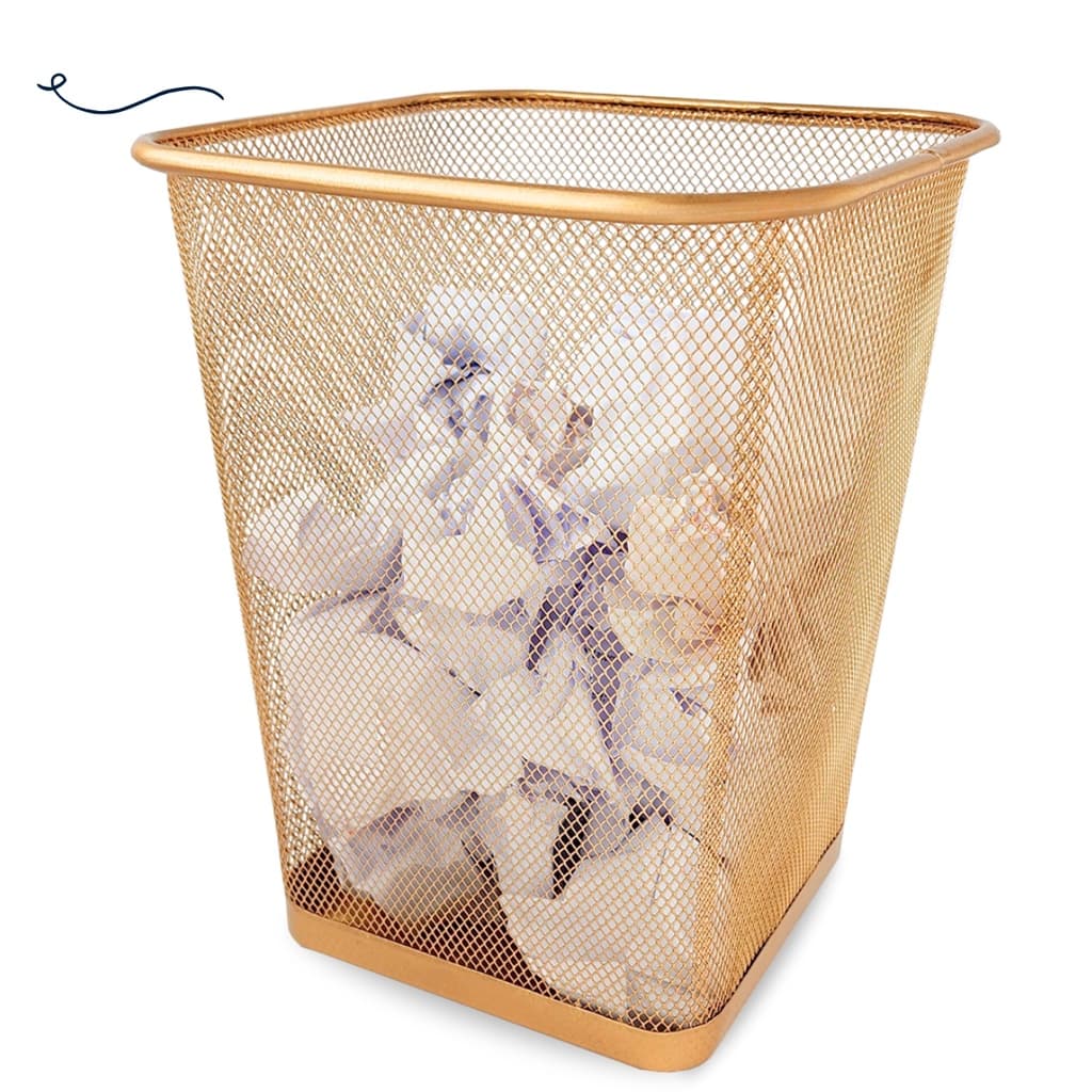 Lixeira Cesto Retangular Dourado Ouro 12L