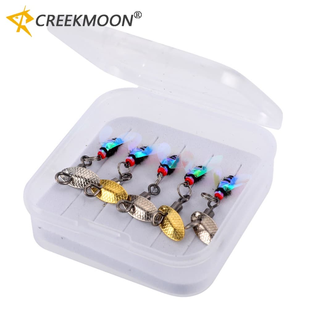 5/10pcs Anzóis De Mosca Com Caixa De Pesca Moscas De Insetos Iscas De Anzol